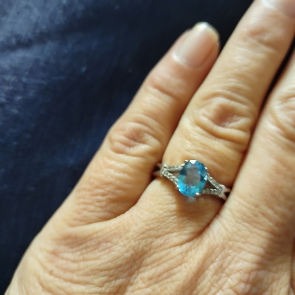 Genuine Natural Topaz Diamond Ring Size 7 Topaz Diamond Ring Oval Cut FREE SHIP! - Picture 2 of 7